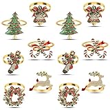 Set of 12pcs Christmas Napkin Rings, Gold Metal Napkin Ring Holder Bluk for Christmas Party Favor Wedding Dinner Table Decoration