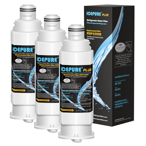 ICEPURE PLUS NSF53 DA97-17376B Replacement for Samsung DA97-08006C, HAF-QIN, HAF-QIN/EXP, RF23M8070SG, RF23M8070SR, RF23M8090SG, RF23M8090SR, Refrigerator Water Filter 3PACK