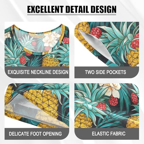 ALAZA Cute Pineapples Pajama Set Short Sleeve Sleepwear Soft Lounge Nightwear4