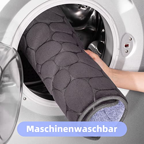chakme Badematte Memoryschaum Badteppich Saugfähige Badvorleger Badezimmerteppich Duschmatte Deko Fussmatte rutschfeste Matte für Badezimmer Wohnzimmer 43×61 cm, Dunkelgrau