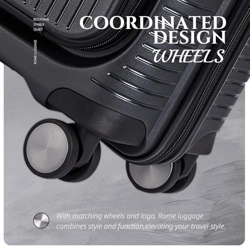 Image of Verage Carry On Luggage with Spinner Wheels, Expandable Hardshell Spinner Suitcase for Travel, TSA Approved (Carry-On 20-Inch (Front Pocket), Black)