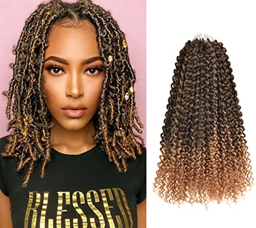 Niseyo 12 Inch Water Wave Crochet Hair for Butterfly Locs 7 Packs Short Ombre Water Wave Passion Twist Braiding Hair (12 Inch, T27)