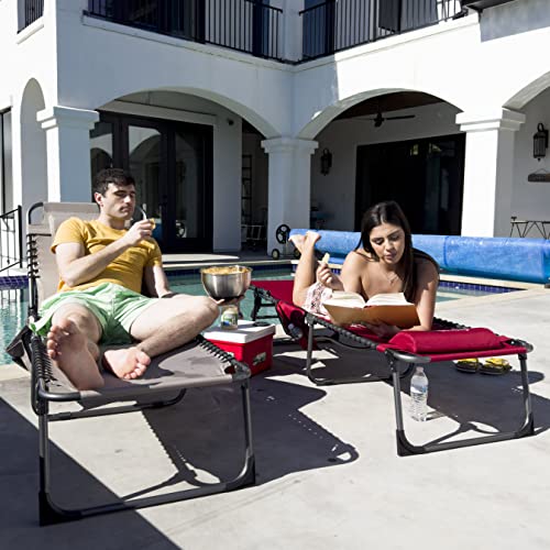 KingCamp Folding Outdoor Chaise Lounge Chair, 5-Position Adjustable Lounge Chair for Lawn, Patio, Beach, Sunbathing, Deck, Portable Heavy-Duty Camping Reclining Chair with Pillow,Beige,2 Packs by KingCamp - Image 6