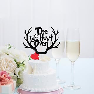 The Hunt is Over Cake Topper, Hunting/Doe Theme Party Decoration， Wedding/Baby Shower/Birthday Party Cake Decorating Supplies，Rustic Party Cake Toppers