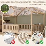 Crazy Pine Łóżko domek Crazy House 200 x 120 cm – Łóżko dziecięce z naturalnego drewna z odkręcaną barierką – Łóżko Montessori