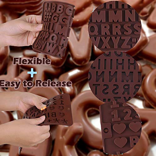 Silicone 16Pcs Baking Pan Set Molds Bread Loaf Pan 10 Muffin Cups Mold 2 Number Letter Chocolate Molds with 2 Basting Pastry Brush for Homemade Kitchen Cake Birthday Candy Biscuit (Letters+ Loaf Pan)