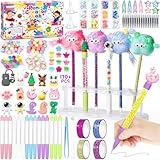 TEWWCEO Fabrique a Stylo, Kit de Creation Stylo avec 170+ Accessoires, Atelier des Stylos Personnalisé, Kit Loisir Creatif Enfant, Activité Manuelle Enfants et Cadeau Fille 5 6 7 8 9 10 11 12 Ans