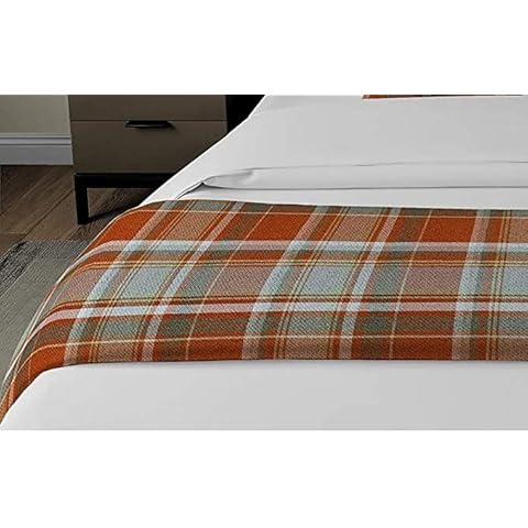 McAlister Textiles Soft Heritage Tartan Blanket Throws for Sofas & BedsSingle Double Kingsize Beds & Sofa - Terracotta Orange 180x254cm - 70x100 Inches Cover