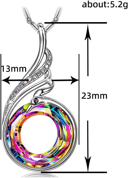 Phoenix Crystal Pendant Necklace for Women Rise from the Ashes - Vintage Copper Silver-Plated Jewelry with 7 Diamond Accents, Gift for Mom, Girlfriend, Wife, Mother's Day, Wedding, Anniversary & Evening Party,Symbol of Luck and Renewal. - Image 3