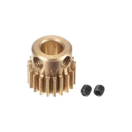 uxcell Pinion Gear Set, Brass Motor Rack Straight Spur Gear with Step, 0.5 Mod 20T 5mm Bore 11mm Outer Dia, M3 Set Screws Included
