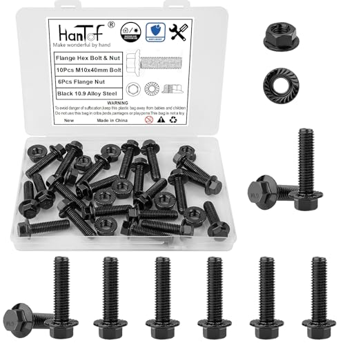 Kit de tornillos de brida M10 para fijaciones de alta resistencia con acabado negro