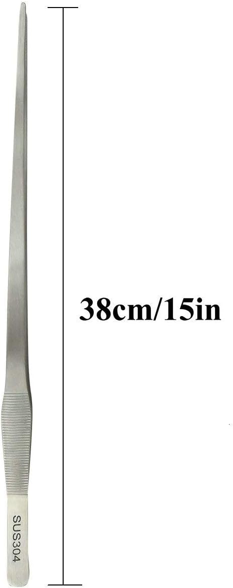 15 дюймов / 38 см, очень длинные, из нержавеющей стали 304, простые пинцеты для аквариума, инструменты для аквариумных водных растений, рептилии, змеи, ящерицы, пауки, лягушки, гекконы, щипцы для кормления