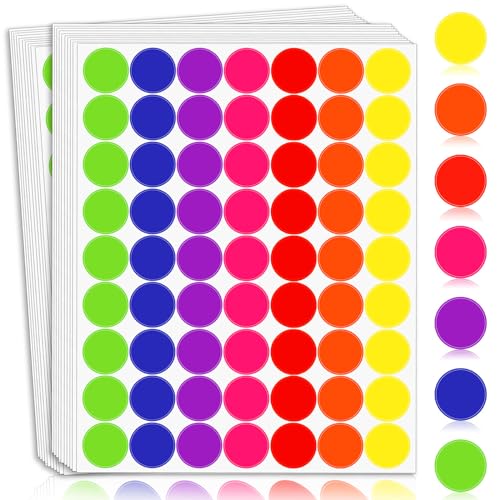 Colored Dot Stickers 1 Inch, Circle Stickers Round Color Coding Dots Markers Sticker, 1575 PCS Removeable Sticky Labels Sticker Dots for Toddlers Students Office Classroom in 7 Assorted Colors