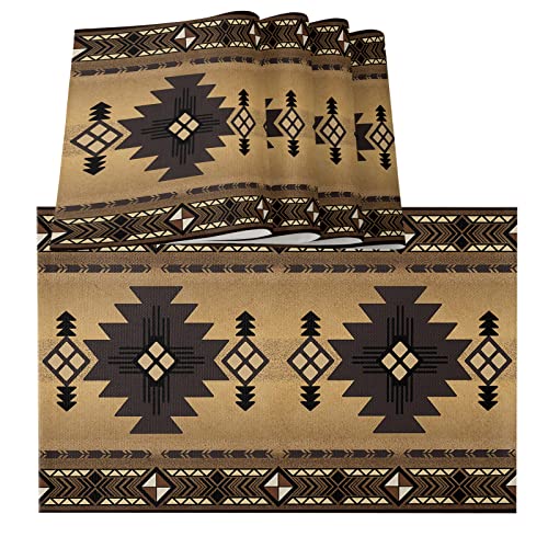 Zoe Garden Western Placemats For Dining Table Set Of 6, Cotton Linen Cloth For Square/Rectangle/Round Table Mat Placemat, Kitchen Dinner Holiday Décor Rustic Southwest Native American Indian Tribal cover
