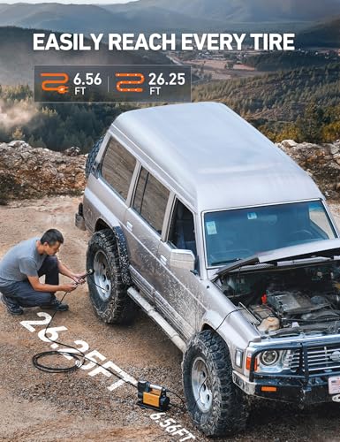 AstroAI T6 Offroad Air Compressor, 12 V Portable Air Pump with 7.06 CFM, AirCtrl, &frac14; NPT Quick Connector, Heavy-Duty Truck Tire Inflator, Max 150 PSI for 4 &times; 4 SUV Vehicle RV ATV