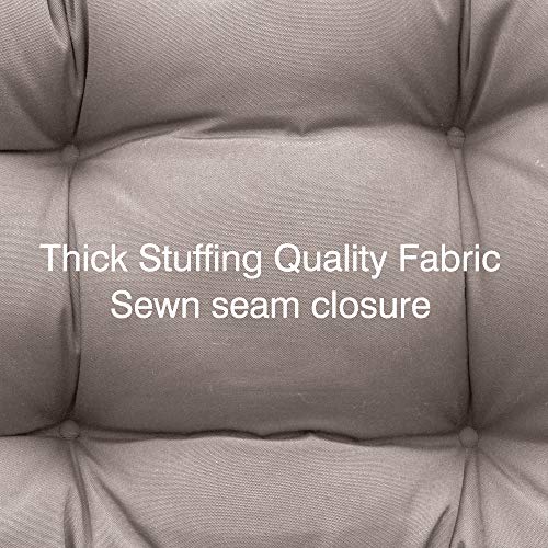 Qilloway Outdoor Seat/Back Chair Cushion Tufted Pillow, Spring/Summer Seasonal All Weather Replacement Cushions. (Tan/Grey) #TOP2