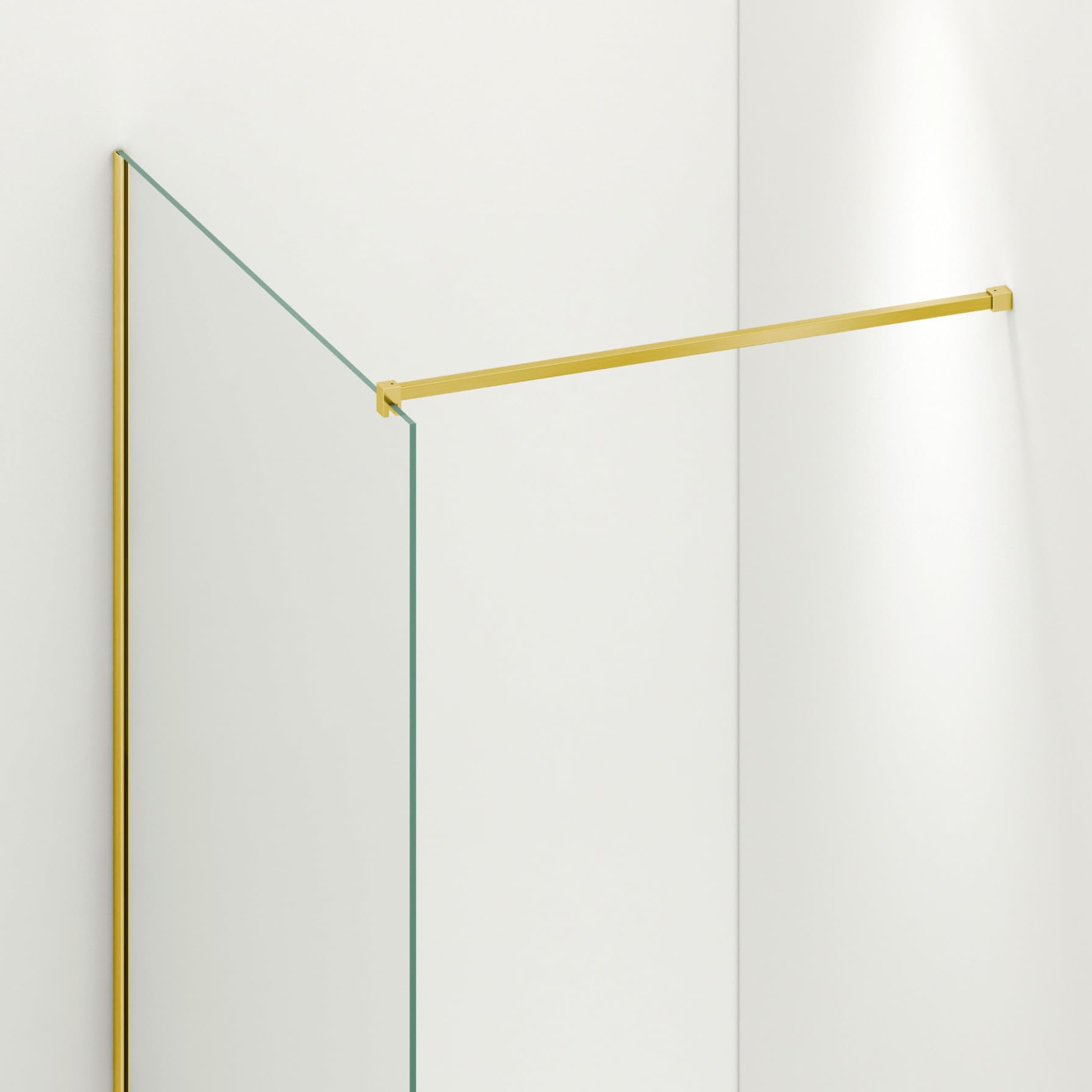 Mampara de Ducha Dorada 50 x 200 cm - Panel Fijo de Cristal Templado 8 mm con Tratamiento Antical Easy Clean - Instalación Reversible Izquierda/Derecha - Ideal para Ducha de Obra Walk-In