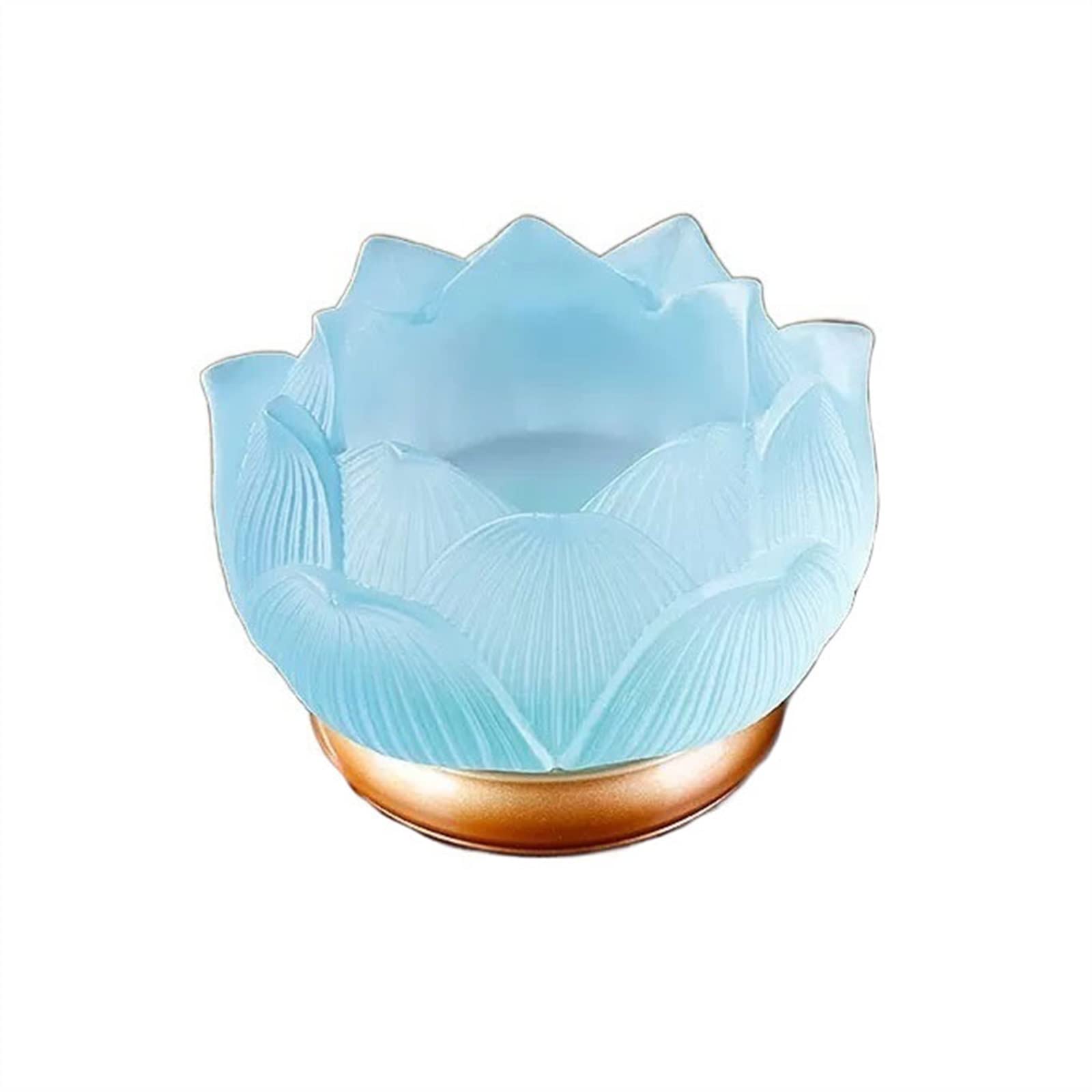 Candelabra Glazed Lotus Candlestick Household Decoration Ornaments Candle Holder Offering Lamp Decorate(Light blue)