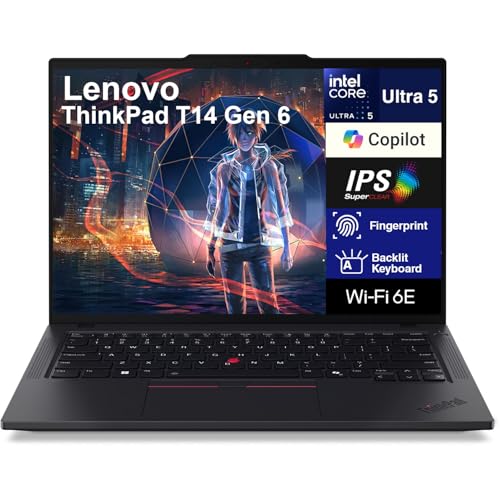 Lenovo ThinkPad T14 Gen 6 �r�W�l�X�m�[�g�p�\�R�� 14�C���` FHD+ (Intel 12-core Ultra 5-225U (Beats Ultra 7 155U)�A16GB DDR5�A1TB SSD�A�o�b�N���C�g�A�w��A5M