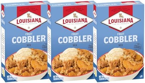 Louisiana Fish Fry Cobbler Mix, 10.58 oz - Pack of 3 | Easy fruit cobbler mix for a golden-brown dessert made with fresh or canned fruit, milk and butter.