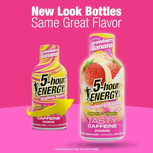 Image of 5-hour ENERGY STRAWBERRY BANANA Flavor, 20 Count, 1.93 Fl Oz Energy Shot, Extra Strength, Amino Acids, B Vitamins, Sugar Free and Zero Calories