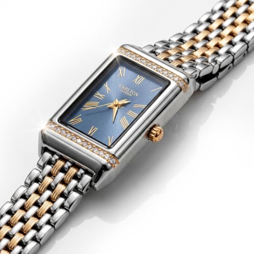 Image of Carlton London Women Amara Analog Watch, Rectangle Dial, Stainless Steel Strap, Quartz Movement, 30M Water Resistant, Casual Wear