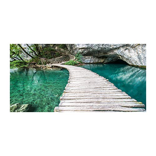 Art mural paysage Plitvice tableau toile bleu pour illuminer un mur sombre