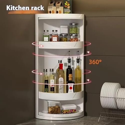 Modern 3-Tier Utility Rack 360 Rotatable Multipurpose Wall Mounted Hanging Storage for Bathroom Kitchen Bedroom Utility Racks, Fragrance-Free Uncharged Cosmetic Storage Punch-Free Cabinet - Image 2