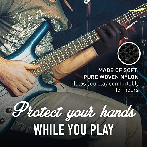 Musician's Practice Glove - 2-Pack Guitar Gloves For Men And Women, Fingertip Protectors For Playing String Instruments, Hand Issues And More, Nylon Thin Gloves For Indoor/Outdoor Gigs, Medium, Black #TOP1