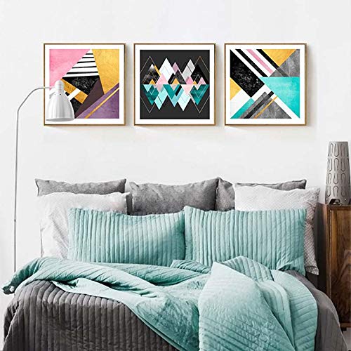 Affiche abstraite minimaliste style galerie : triptyque sur toile nordique de 60x60 cm