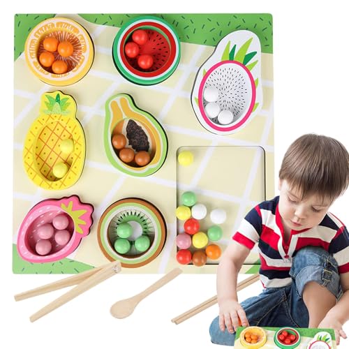 Jeux éducatifs de tri des aliments pour enfant et jouet de cuisine pour empiler les fruits en bois