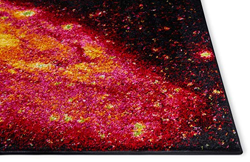 Well Woven Starburst Galaxy Multi Red Yellow Orange Swirl Lines Modern Geometric Abstract 5X7 (5'3" X 7'3") Area Rug Easy Clean Stain Fade Resistant Contemporary Painting Art Thick Soft Plush #TOP4