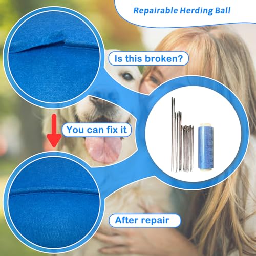 herding ball for dogs 18 inch dual layered herding dog ball set for australian shepherd cattle collie for dog agility equipment- free training book