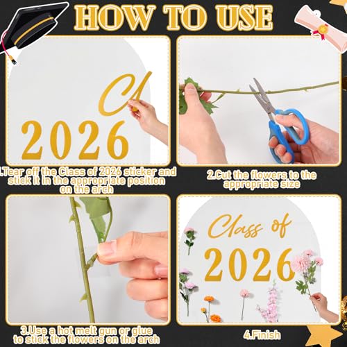 Suncalla 21 Pcs Wildflower Arch Backdrop Decorations for Graduation Realistic Floral Class of 2026 Graduate Photography Background Floral Decor for Congrats Grad Party,No Background(Class of 2026) by Suncalla - Image 6
