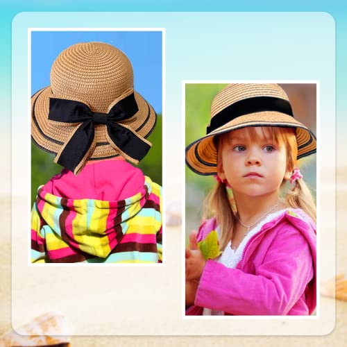Girl Sun Hat Cute Bowknot Straw Hat For Summer Beach Cap Kids Bucket Hat (Brown) #TOP5