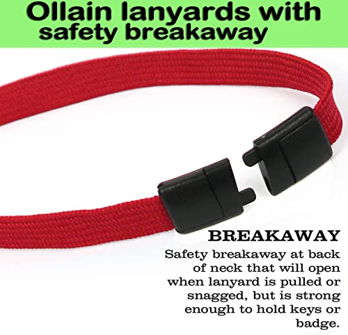 Ollain 25 Pack Breakaway Lanyard With J-Hook Bulk Flat Lanyards For Name Tag Id Badges (Red, Breakaway 25 Pack) #TOP3
