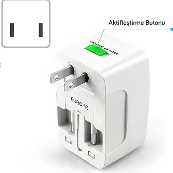 Universal Plug with Coverzone Current Protection Multiple Socket CV640 Socket Converter Compact Design American Plug, British Plug, Turkey Plug 125V - 250V 13A (White)