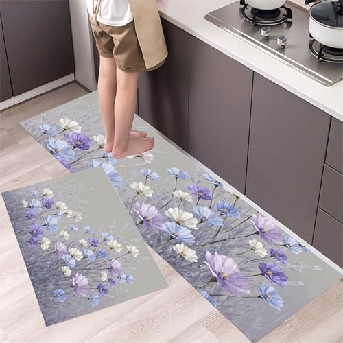 Tapis cuisine devant évier lavande lavable anti-glisse - 4