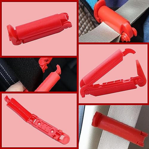 2 Pcs Car Seat Belt Clip Buckle, Strap Clamp Fitted Slip-Resistant Non Anti-Clip for Baby Safety, Adjustable Seat Strap Clip Suitable for Safety Seats (Red)