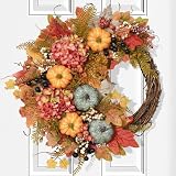 BLEUM CADE Fall Decor - 18‌″‌ Small Asymmetrical Fall Wreath for Front Door