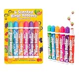 evelay Lot de 6 tampons de bingo parfumés – Couleurs assorties et parfums fruités | Marqueurs de bingo à pointe en feutre anti goutte pour adultes et enfants | Encre durable, flux lisse, idée cadeau