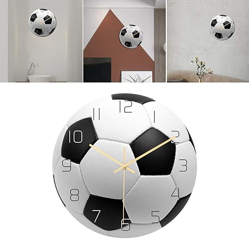Miniatura 7 de Garneck Reloj de pared de fútbol de fútbol reloj de pared de fútbol deportivo con impresión redonda de acrílico reloj de pared silencioso sin tictac