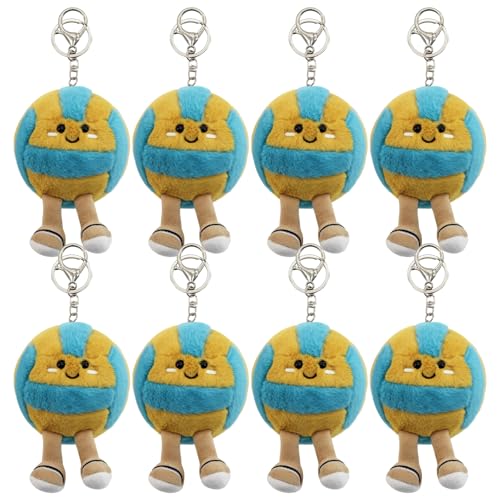 TUSAUW 8 Pcs Cute Volleyball Smiley Plush Keychain Gift Soft Sports Stuffed Plush Pendant Volleyball Players Team Party Favors Volleyball Graduation Gifts for Team Girls Boys Coach Coworker Friend