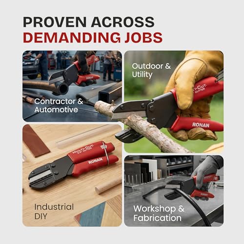 Image of Ronan Multi-Cut Industrial Cutter - Heavy-Duty Blade for Plastic, Rubber, Wood, Leather & More - Replaceable Blades, Safety Lock, Ergonomic Grip, 3 Extra Blades Included (Pack of 2)