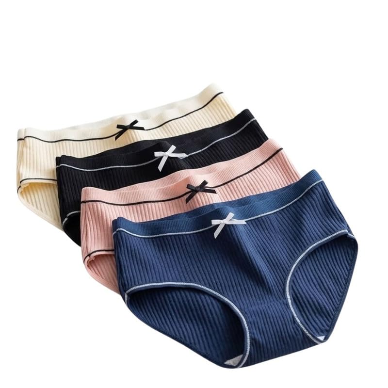 Stylish Ribbed Cotton Panty Pack for Women | Soft Elastic Waist Everyday Comfort Briefs Pack of 4 (Multicolor)-image-21