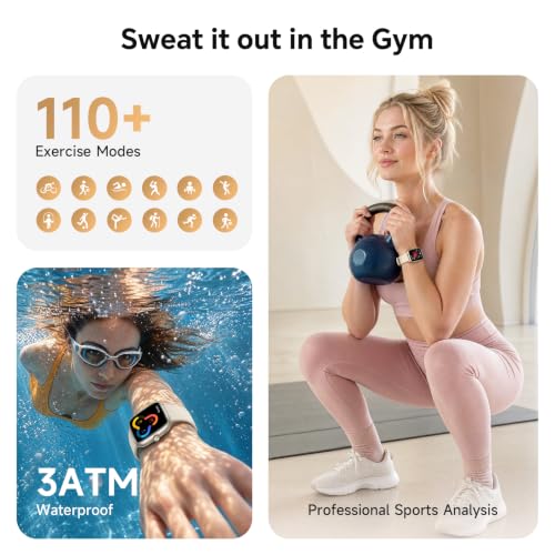 Image of Smart Watch for Women Men Android & iPhone[40mm 3 Bands, Light Khaki]