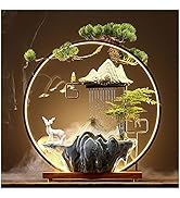 HSINYA Deer Tabletop Water Fountains Indoor Waterfall with LED Light Zen Decor for Meditation wit...
