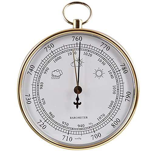 Precyzyjny barometr ze stopu, 3,9-calowe domowe narzędzia ciśnieniowe z wiszącą pętlą, okrągła stacja pogodowa 1070 hPa, do hoteli, magazynów, biur, laboratoriów, muzeów, wędkarstwa
