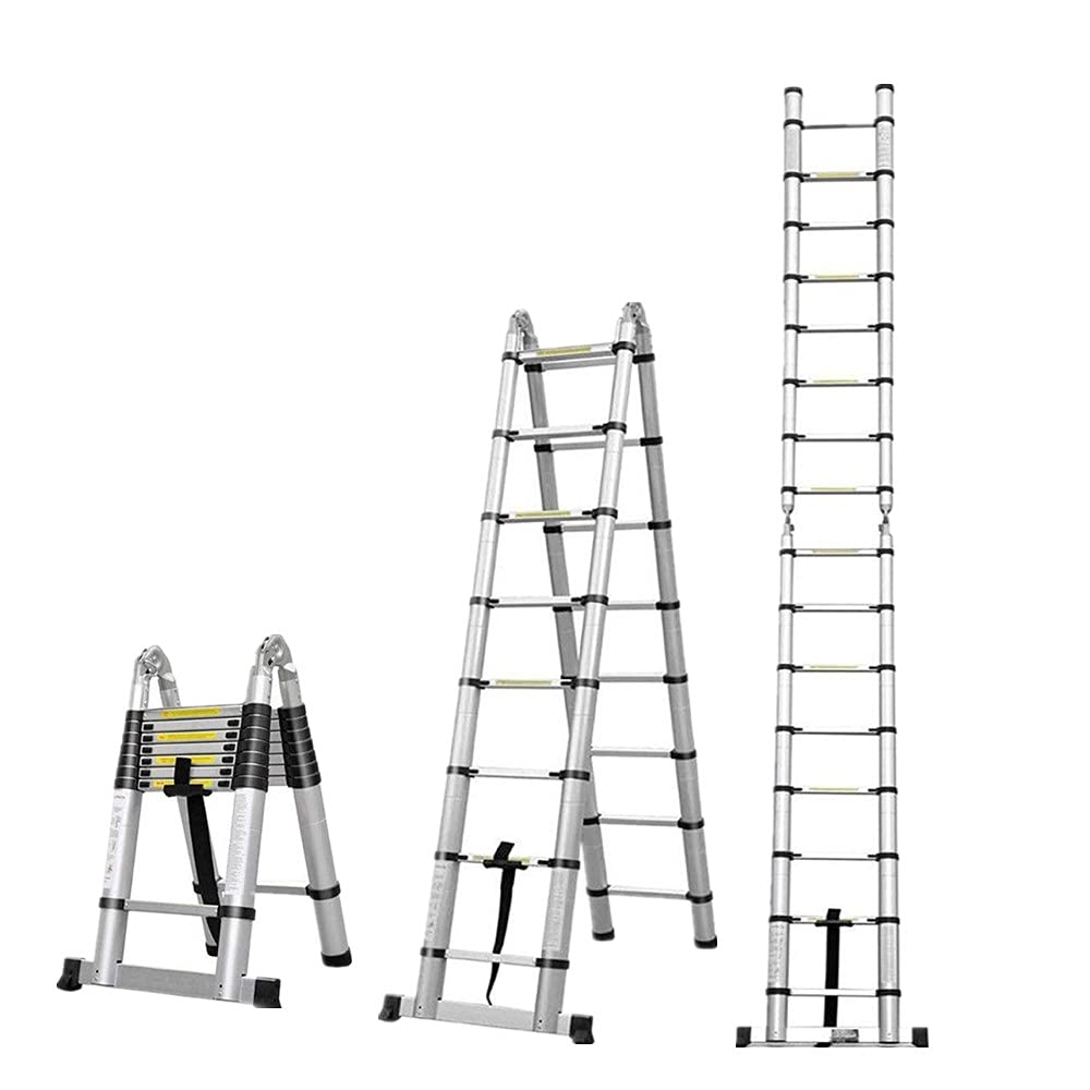 Aluminiowa drabina teleskopowa, wysuwana drabina 5 m, składana drabina stojąca, antypoślizgowa, wysuwana, drabina wielofunkcyjna, obciążenie 150 kg