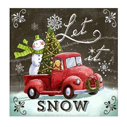 Karyees 16x20In Let it Snow Christmas Paint by Numbers Kits Christmas Tree Snowman Car DIY Painting by Numbers DIY Canvas Painting by Numbers Acrylic Painting Kits Happy New Year Paint by Numbers